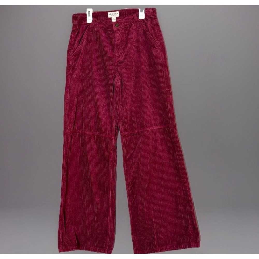 Arizona Burgundy Corduroy Wide‎ Leg High Rise Pants Size 5 Granola Indie 90s Y2K
